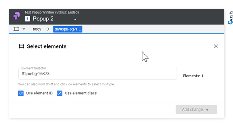 בחירת אלמנט באמצעות ID בעורך של Google Optimize